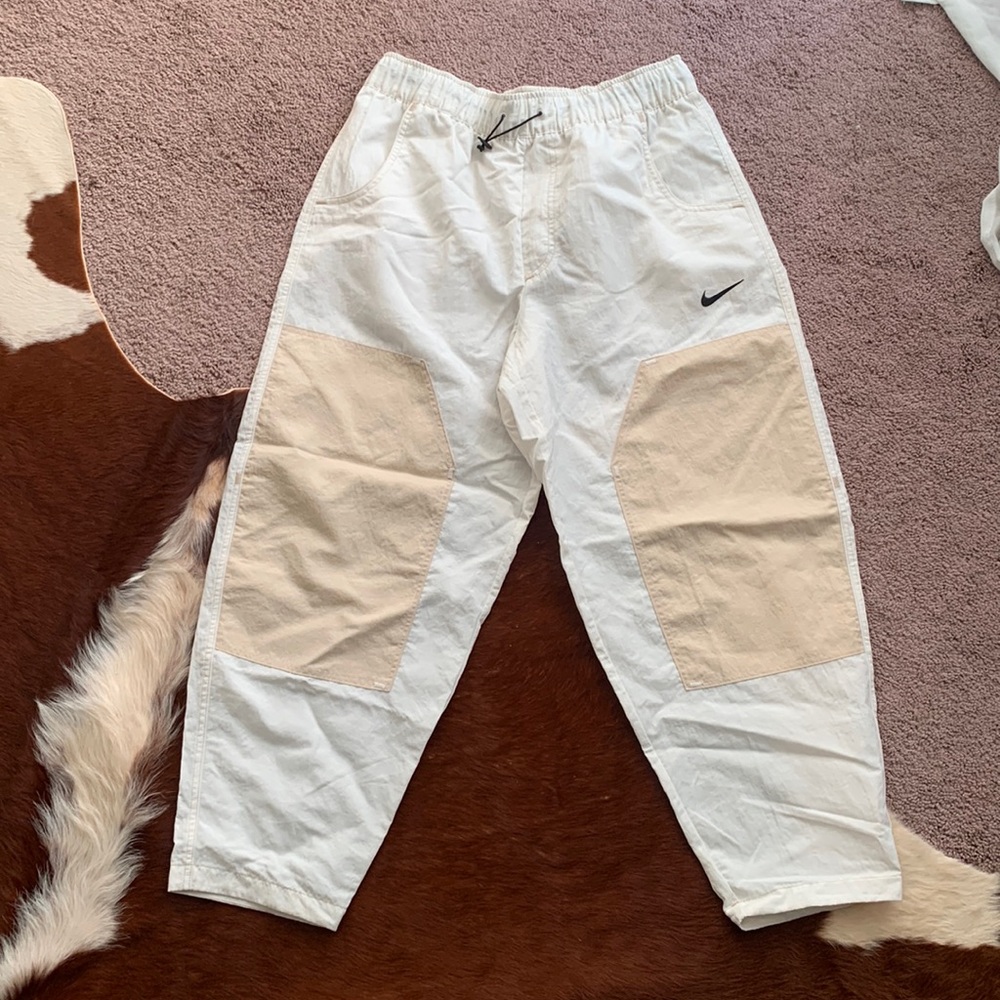Nike White and Beige barrel Track Pants